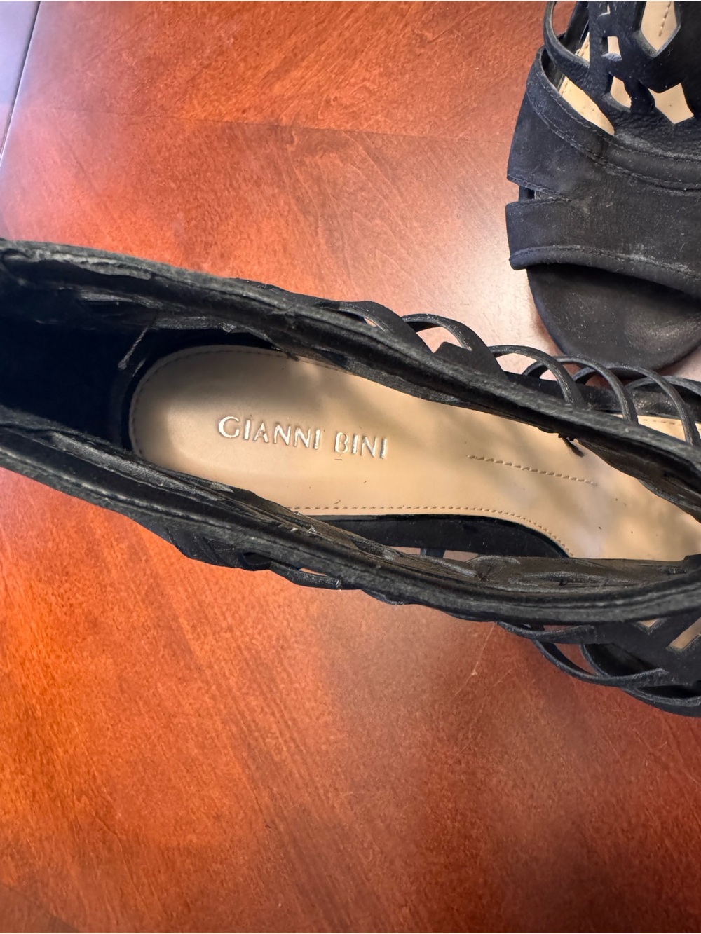 Gianni Bini Black Cutout Wedge Heels - Picture 4 of 5